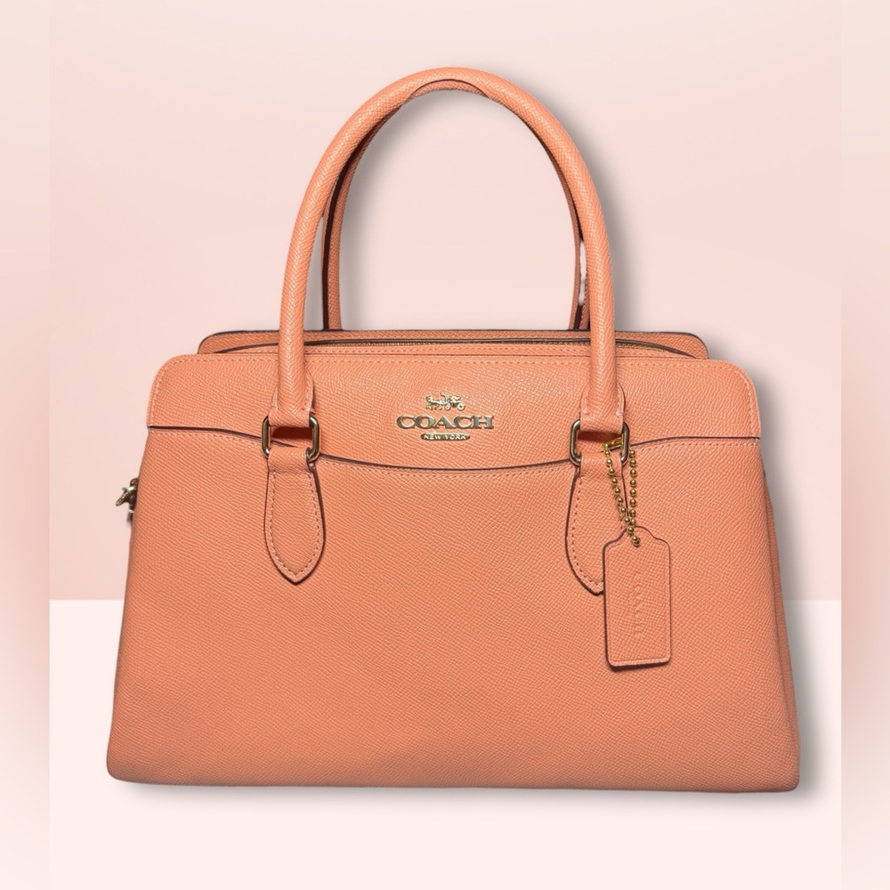 EUC ✨ COACH Darcie Carryall Handbag In Light Coral Crossgrain Leather CH172